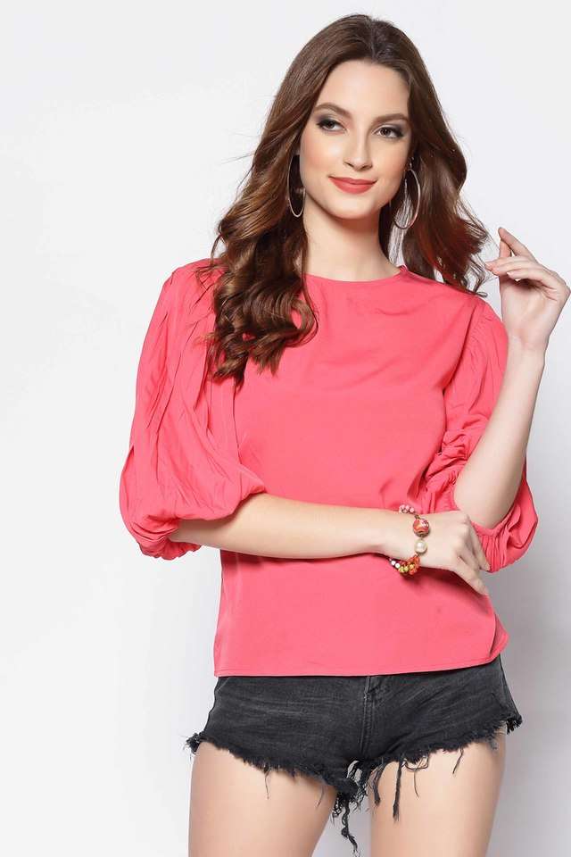 sera Solid Polyester Round Neck Women Top-picture-15