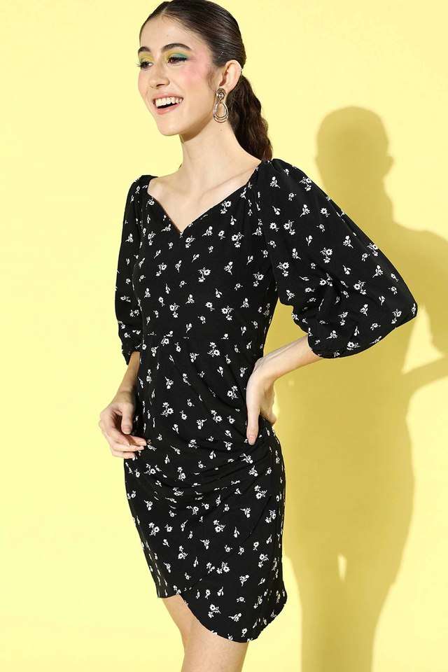 sera Floral Sweetheart Neck Blended Fabric Women Dress-picture-15