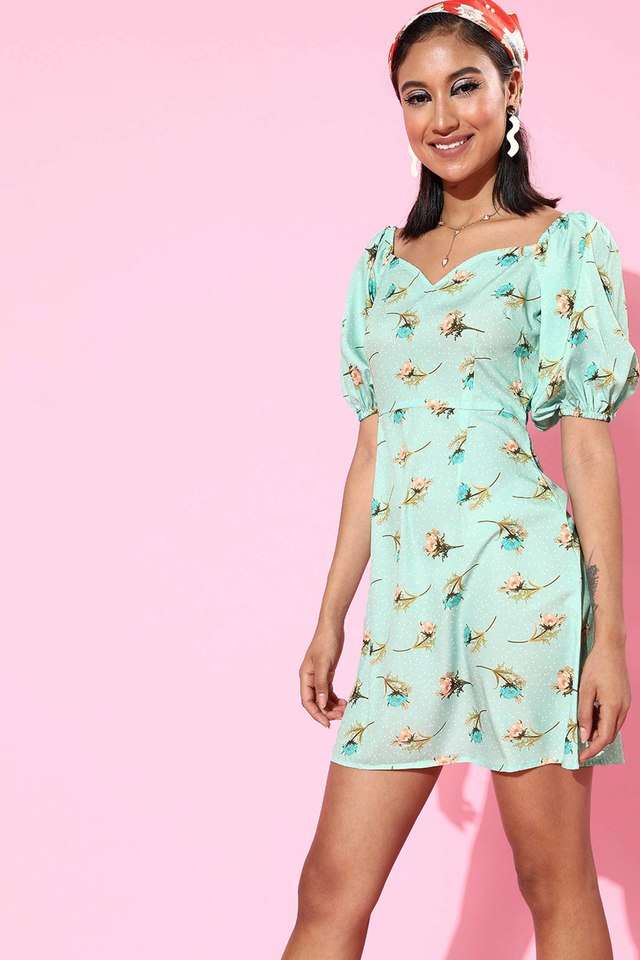 sera Floral Sweetheart Neck Polyester Women Dress-picture-27