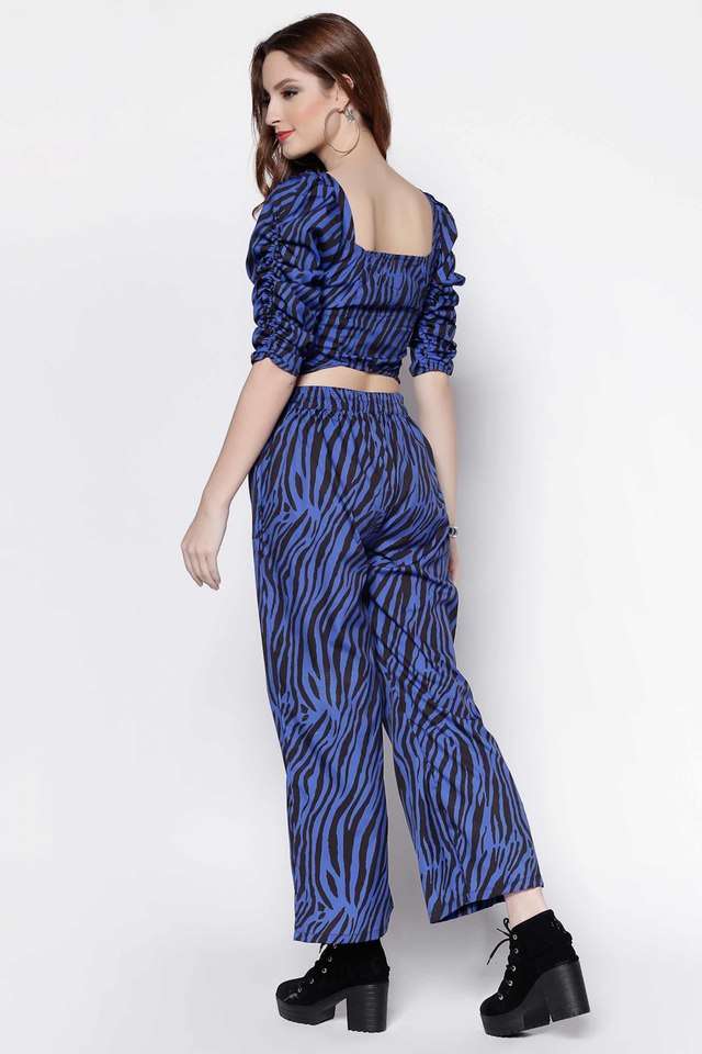 Buy Sera blue Floral Three Quarter Sleeves Polyester Women's