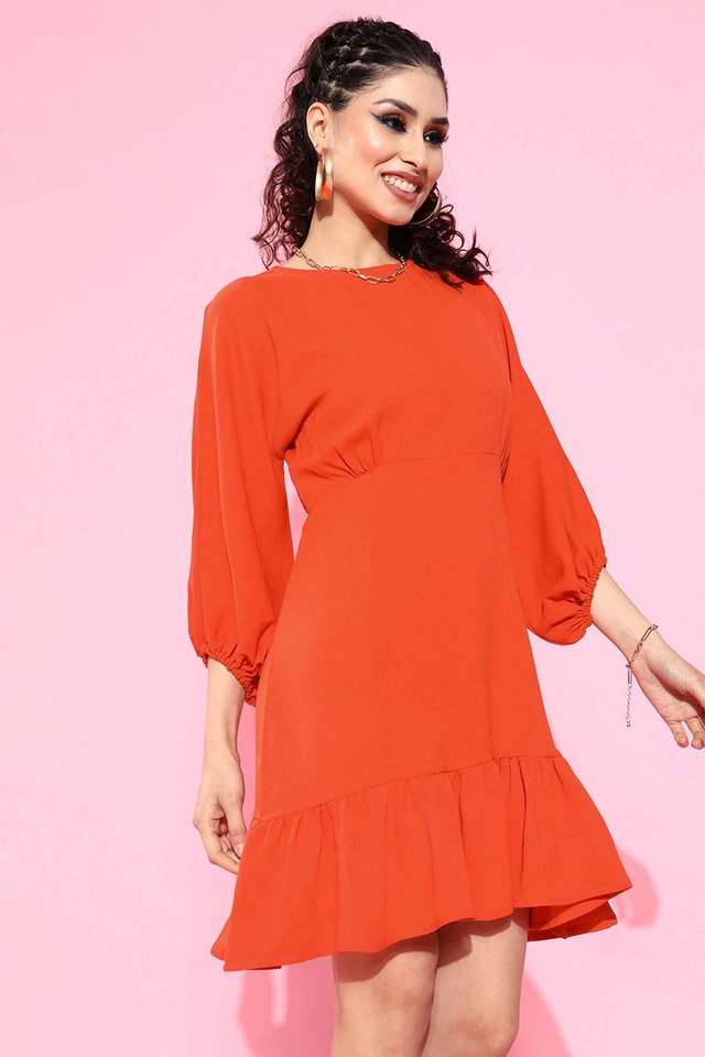 sera Solid Round Neck Polyester Women Dress-picture-10