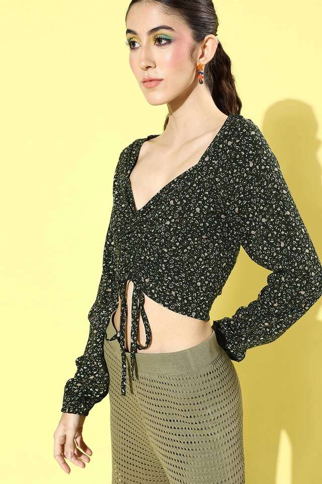 Floral Blended Fabric Sweetheart Neck Women Top-image-43