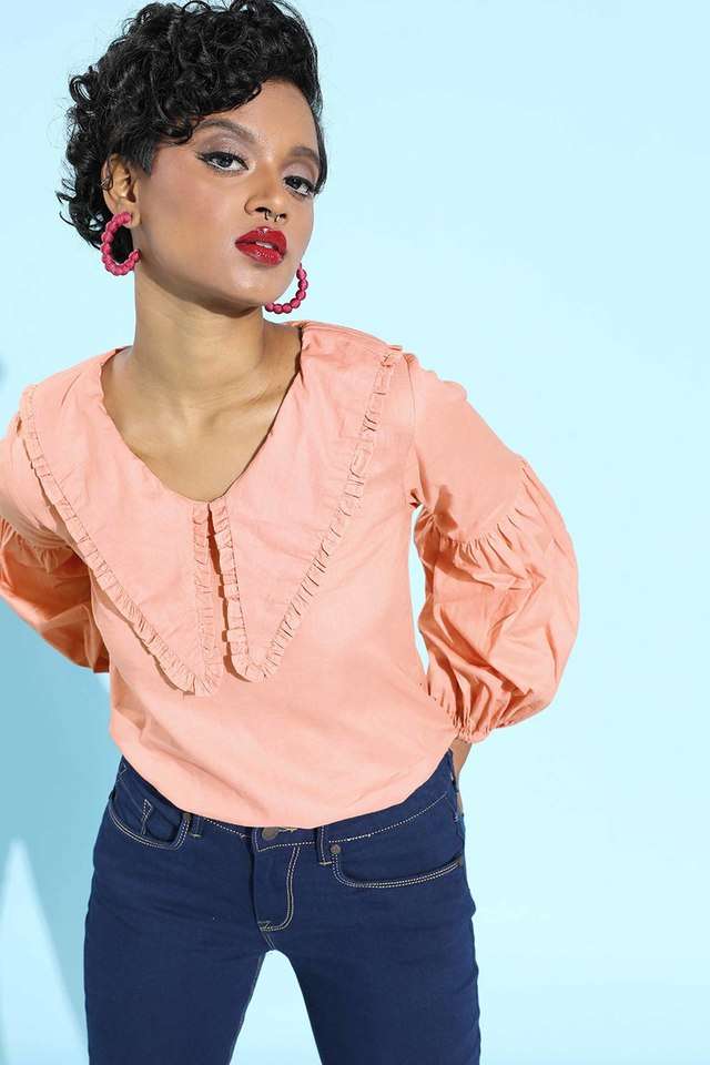 sera Solid Cotton Collared Women Top-picture-26