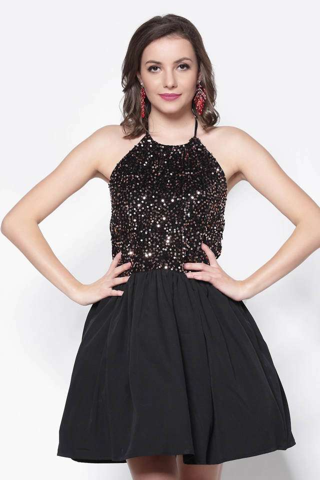 sera Embellished Halter Neck Polyester Women Dress-picture-37