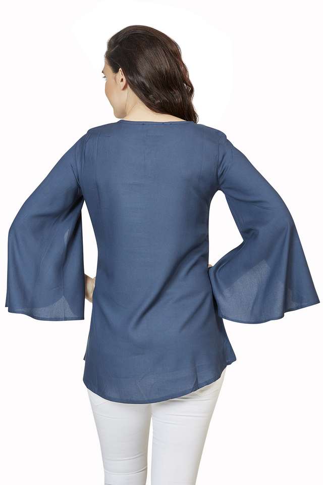 Solid-Rayon-Mandarin-Womens-Mid-Thigh-Length-Kurti