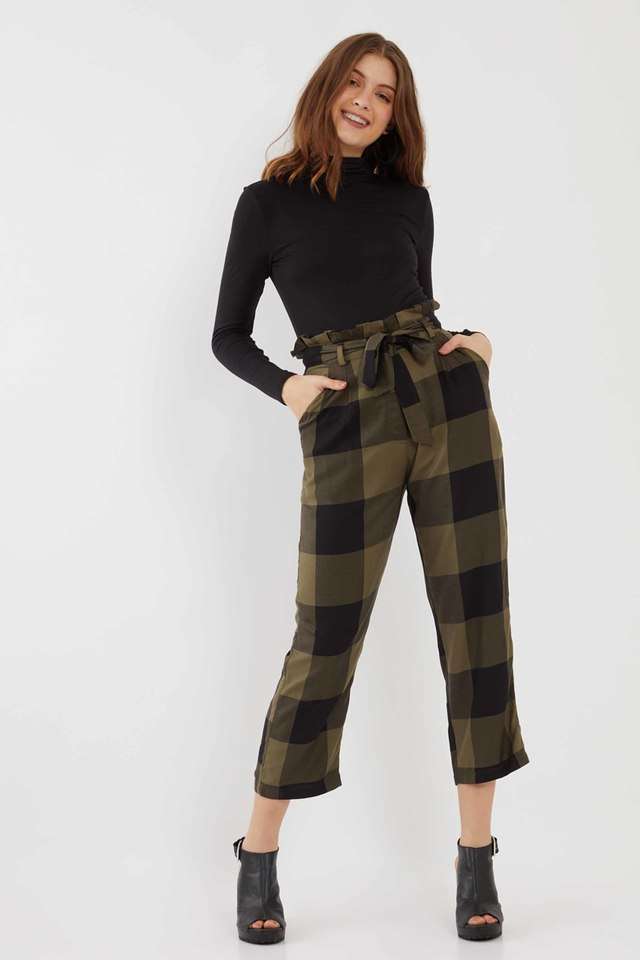 zink london Checks Cotton Regular Fit Womens Trousers-picture-12