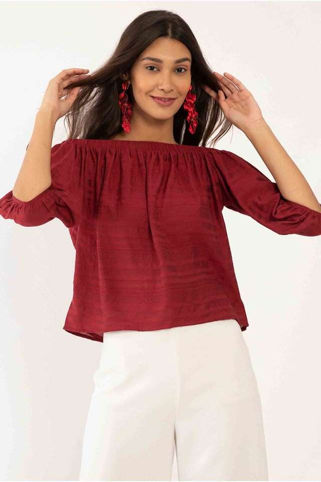 zink london Solid Blended Fabric Off Shoulder Women Top-picture-20