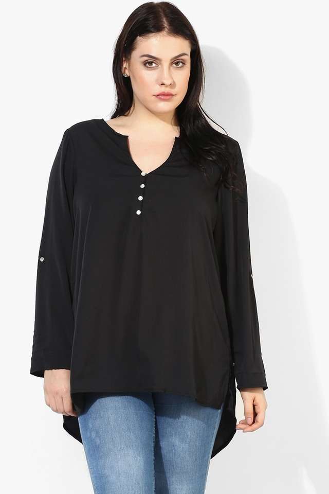 qurvii Solid Crepe V-Neck Women Tunic-picture-39