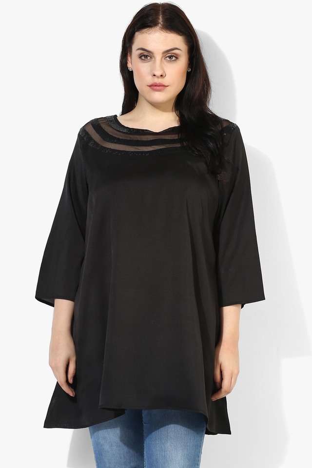 qurvii Solid Crepe Boat Neck Women Tunic-picture-28