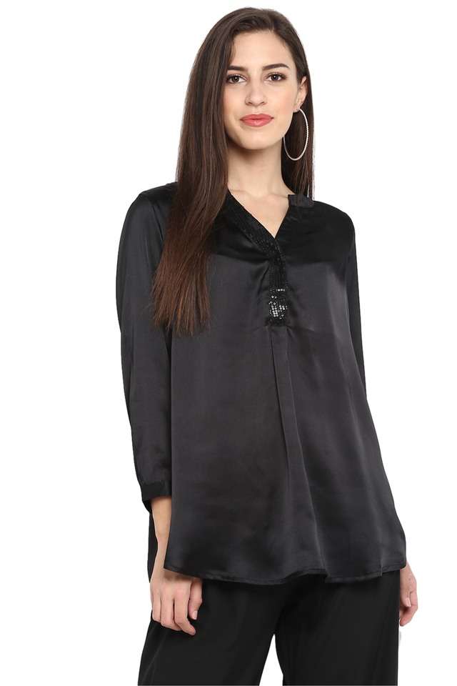 qurvii Solid Satin Women Top-picture-40