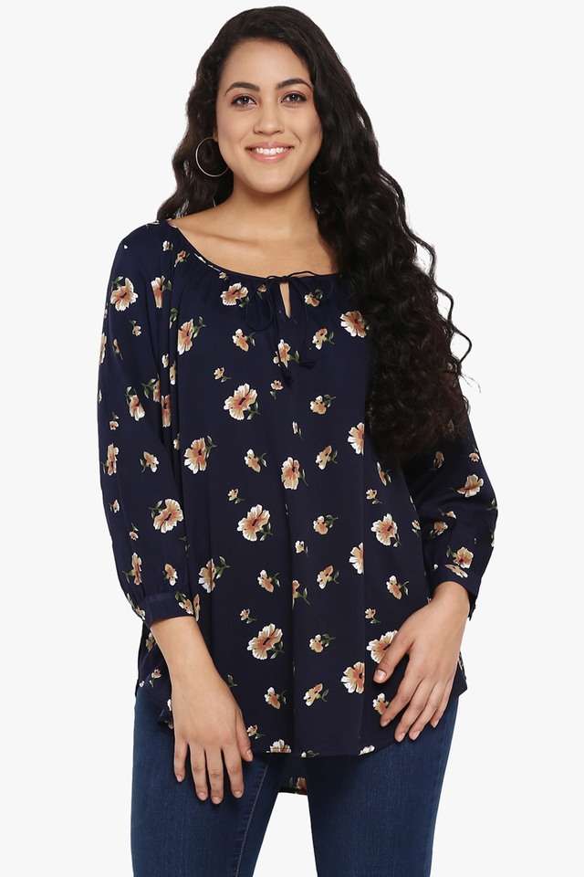 qurvii Floral Crepe Tie Up Neck Women Top-picture-24