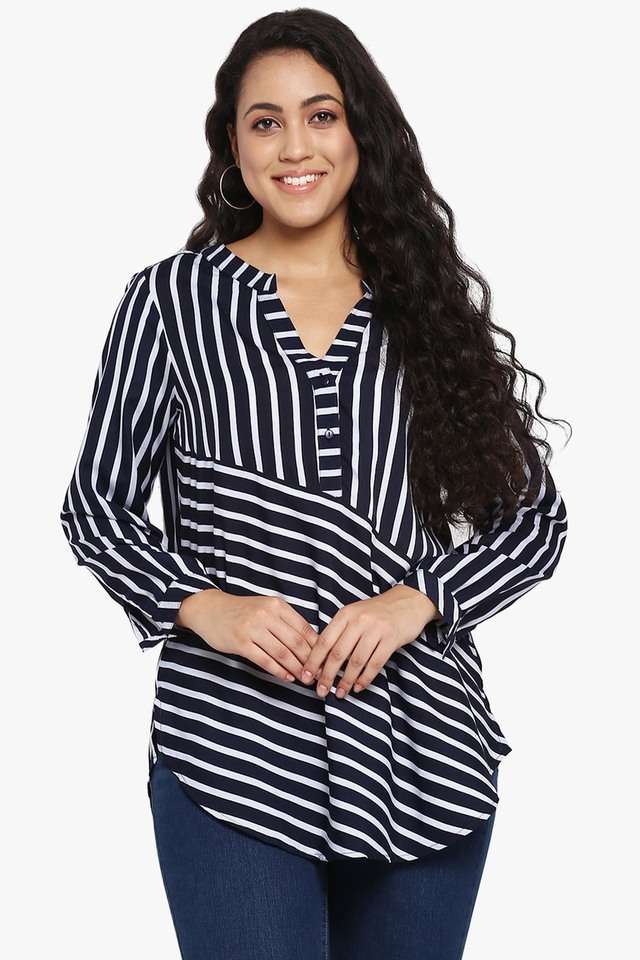 qurvii Stripes Crepe Women Top-picture-17