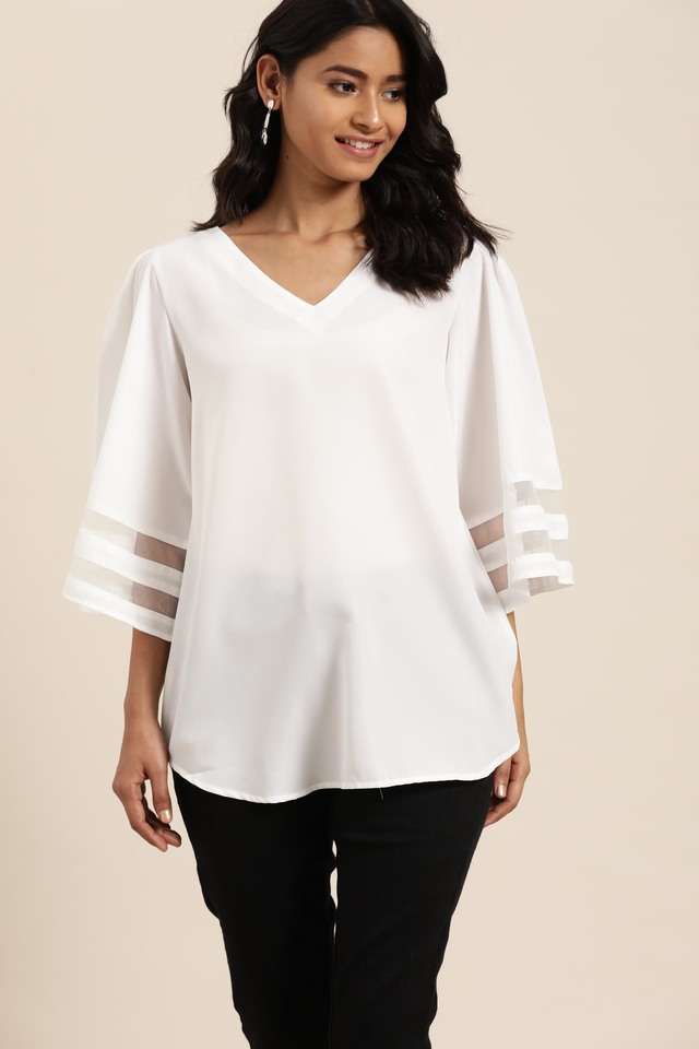 qurvii Solid Crepe V-Neck Women Top-picture-25