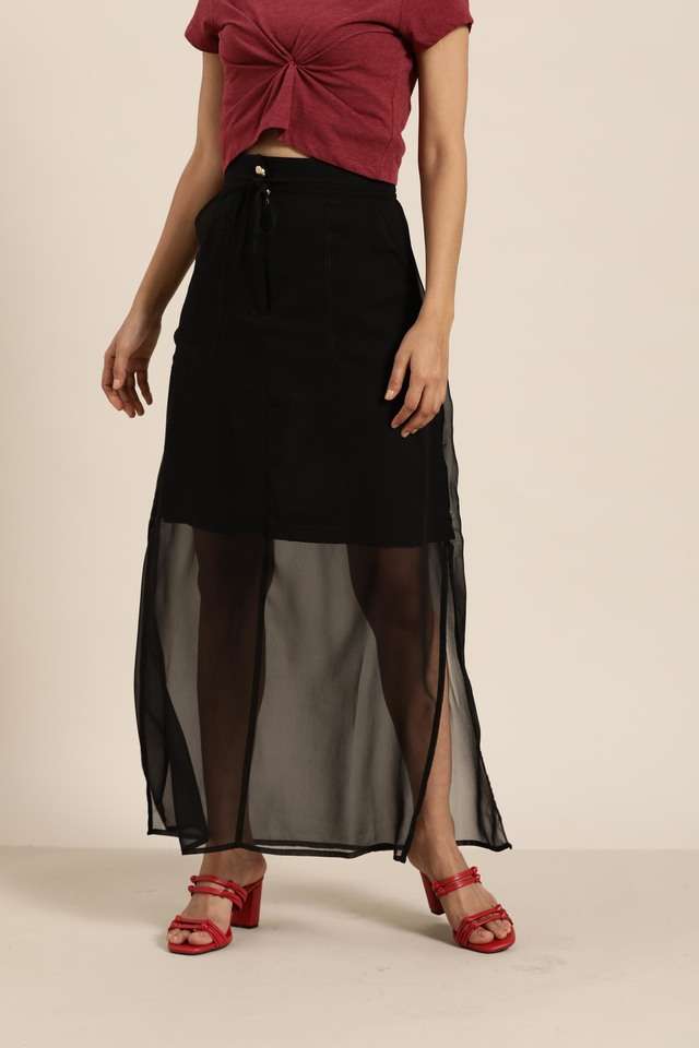 qurvii Slim Fit Full Length Georgette Women Casual Wear Skirts-picture-30