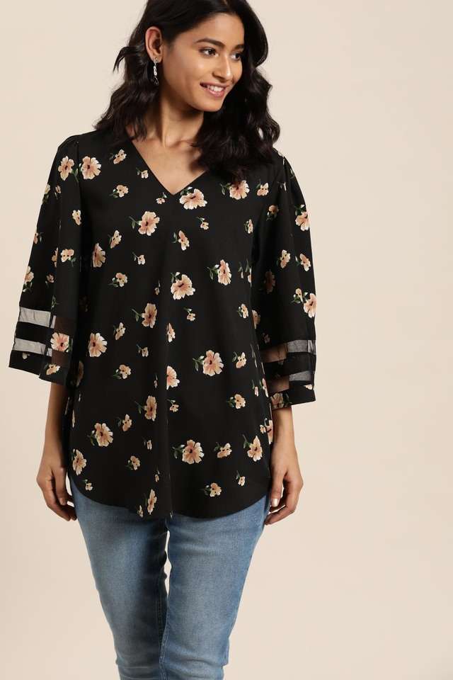qurvii Floral Crepe V-Neck Women Top-picture-29