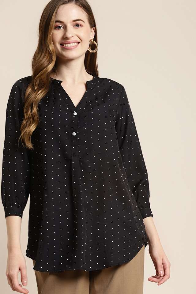 qurvii Polka Dots Crepe Women Top-picture-35