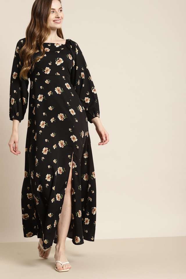 qurvii Floral Square Neck Crepe Women Dress-picture-20