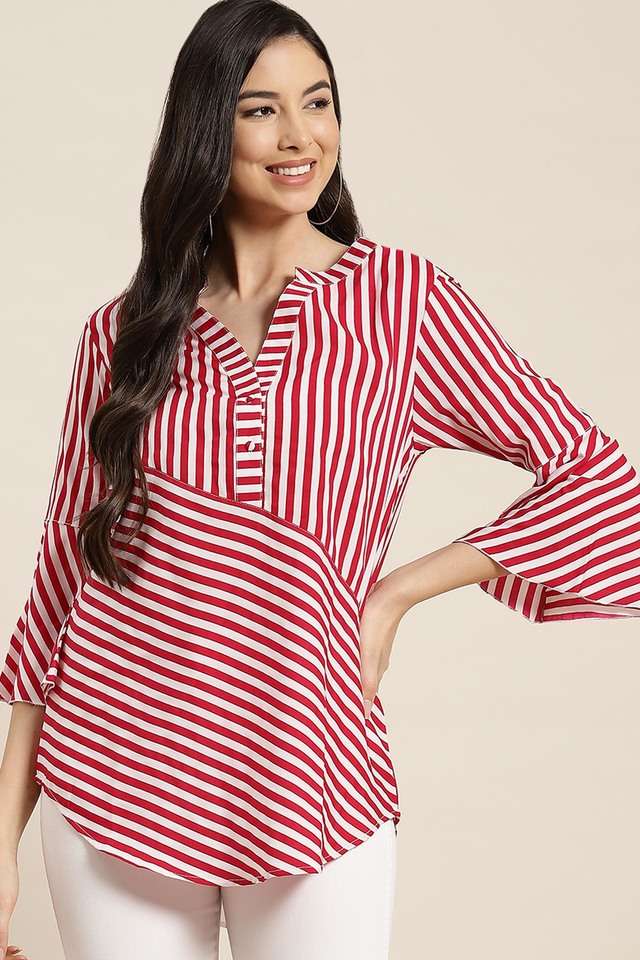 qurvii Stripes Crepe Women Top-picture-31