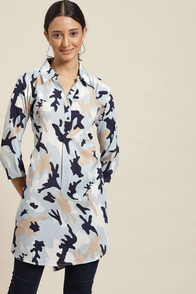 qurvii Camouflage Collared Crepe Women Dress-picture-10