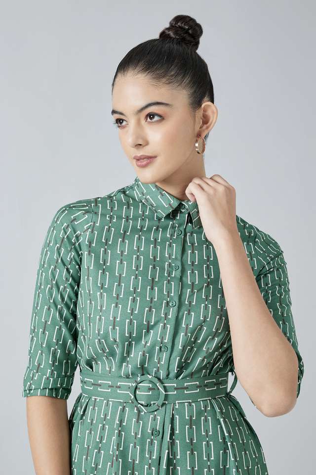 chinese dress ladies Buy FRATINI WOMAN by Shoppers Stop Solid V Neck Womens Midi Dress (Mint,  Extra Large) at Amazon.in main image 1