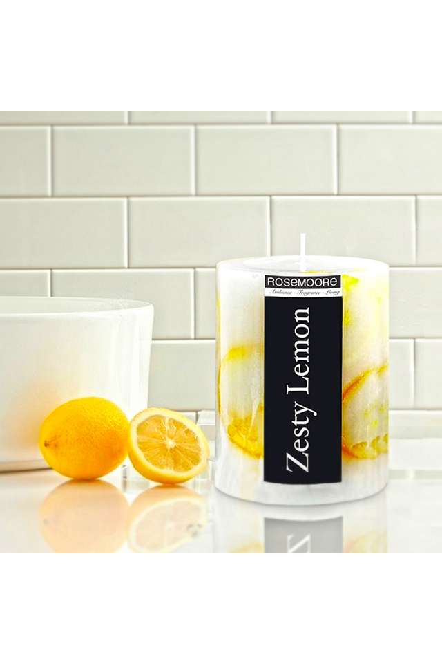 Scented-Pillar-Candle-Zesty-Lemon