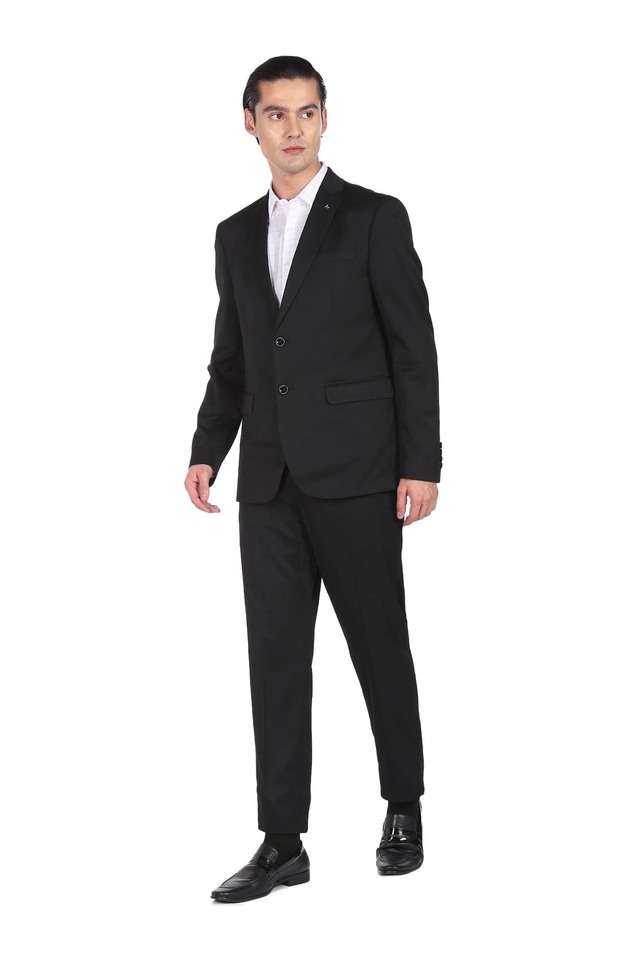 Solid-Polyester-Blend-Tailored-Fit-Men-s-Work-Wear-Suit