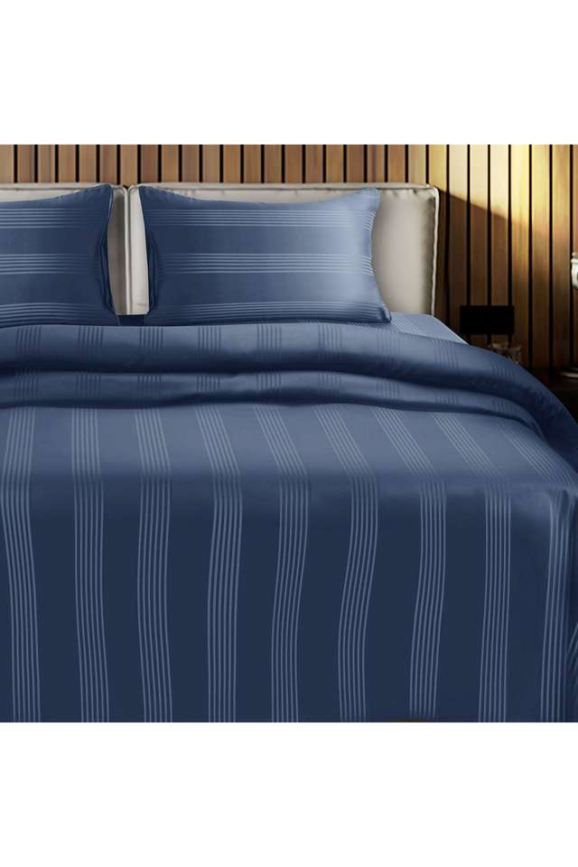 Barcode-100--Cotton-King-Size-Bedsheet-108-x-108-inches-with-2-Pillow-Covers-450-TC---Blue