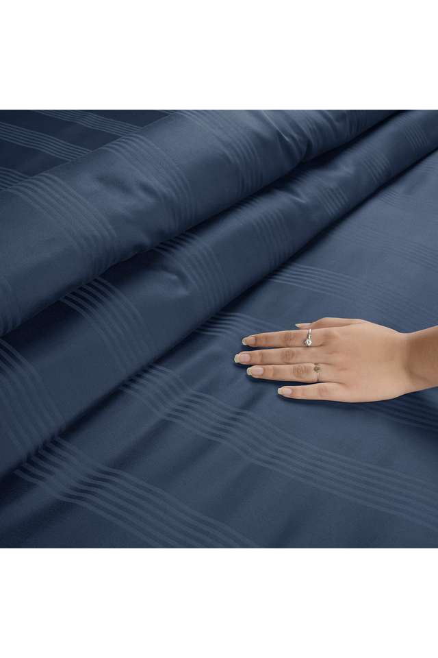 Barcode-100--Cotton-King-Size-Bedsheet-108-x-108-inches-with-2-Pillow-Covers-450-TC---Blue