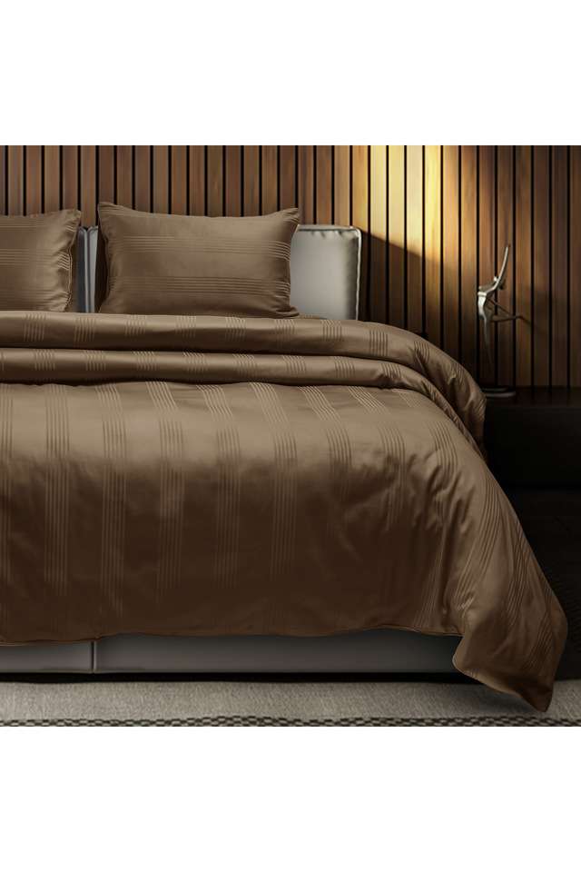 Barcode-100--Cotton-King-Size-Bedsheet-108-x-108-inches-with-2-Pillow-Covers-450-TC---Brown