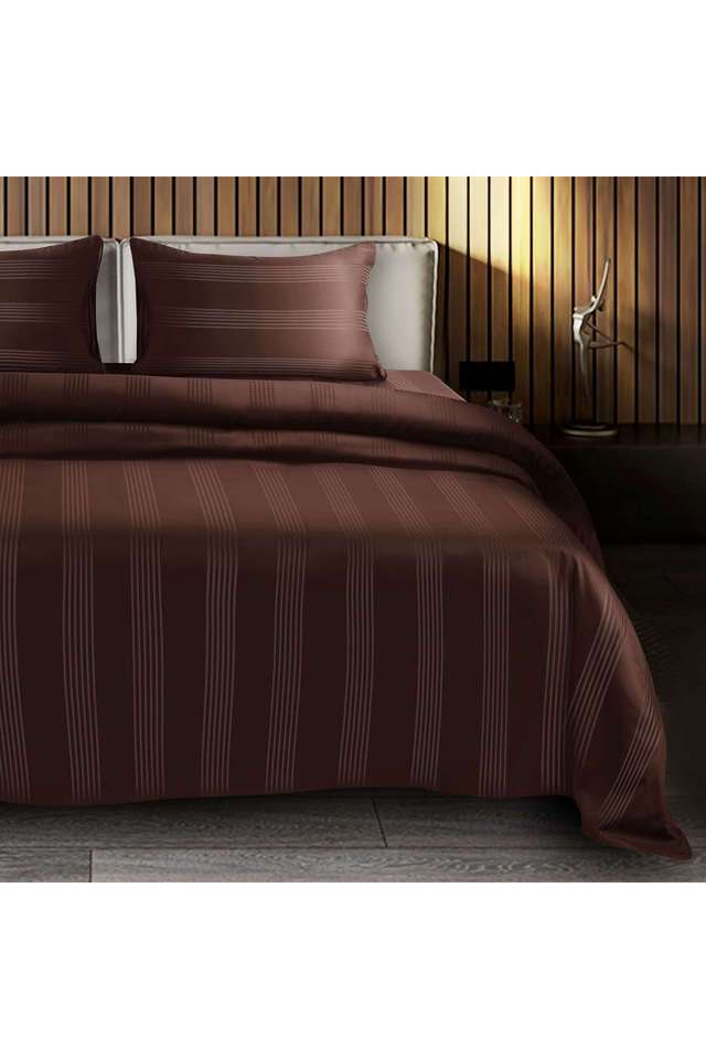 Barcode-100--Cotton-King-Size-Bedsheet-108-x-108-inches-with-2-Pillow-Covers-450-TC---Choco