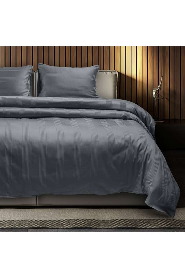 Barcode-100--Cotton-King-Size-Bedsheet-108-x-108-inches-with-2-Pillow-Covers-450-TC---Grey
