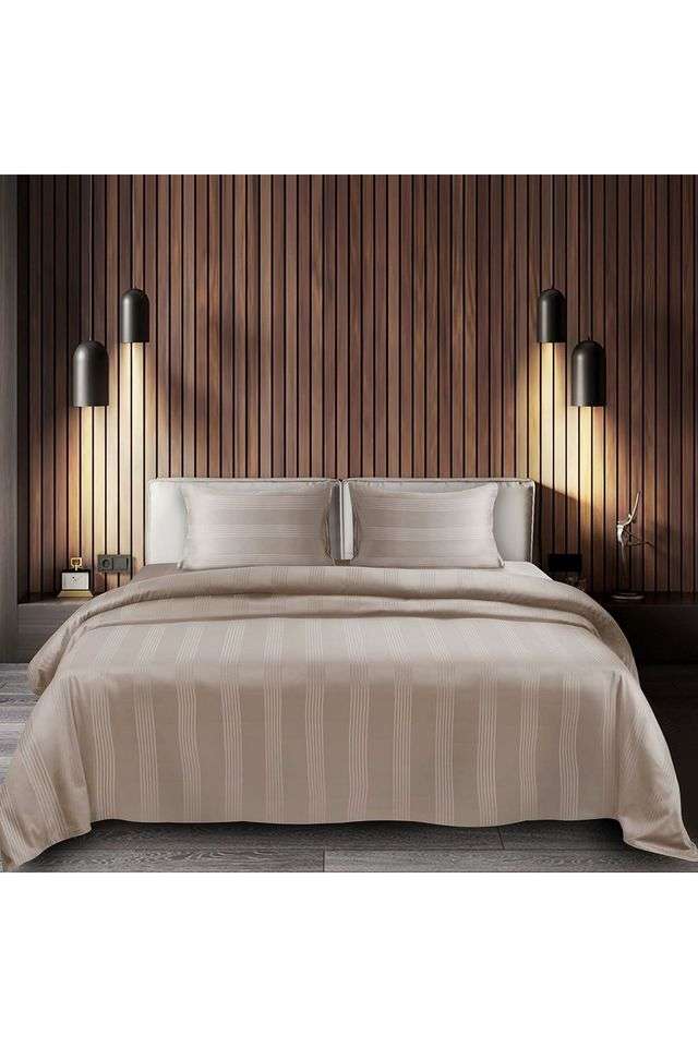 Barcode-100--Cotton-King-Size-Bedsheet-108-x-108-inches-with-2-Pillow-Covers-450-TC---Taupe