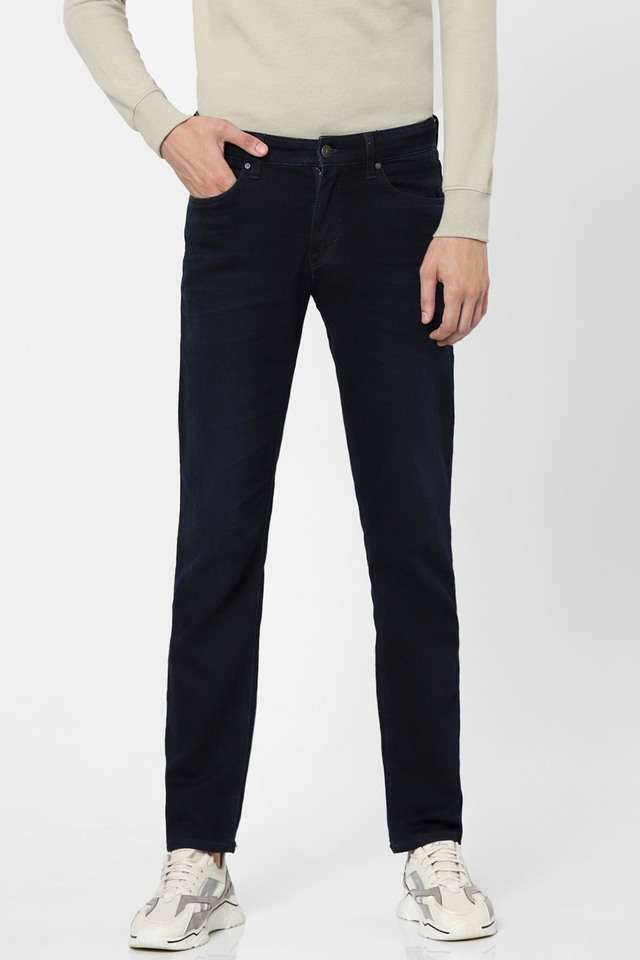 Dark-Wash-Polyester-Cotton-Straight-Fit-Men-s-Jeans