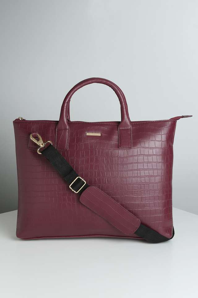 Zipper-Closure-Croc-Classy-Pu-Womens-Formal-Wear-Laptop-Bag