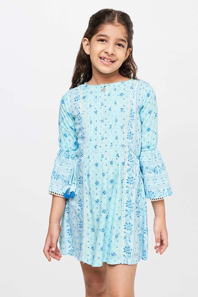 global desi blue dress Blue One Shoulder Midi Dress: Modern Bandhani Elegance