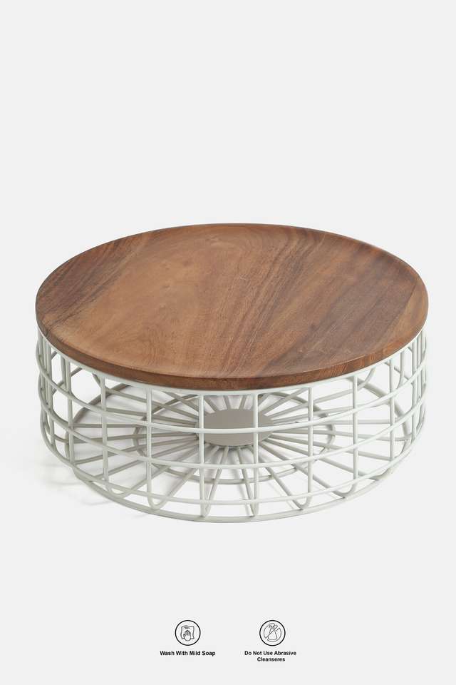 Wired-Basket-With-Wooden-Lid-White