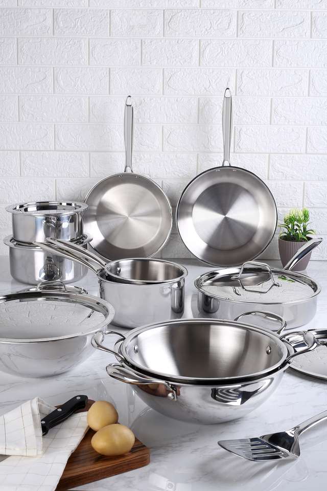 Buy HomeStop Grey Triply Fry Pan 24 cm Shoppers Stop