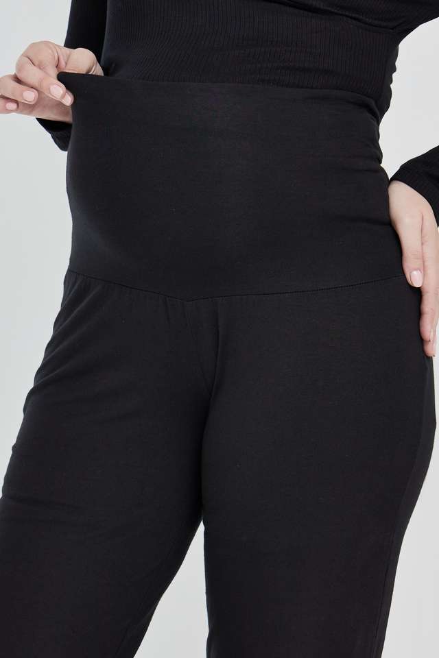 Buy Insense Black Solid Relaxed Fit Cotton Stretch Women's