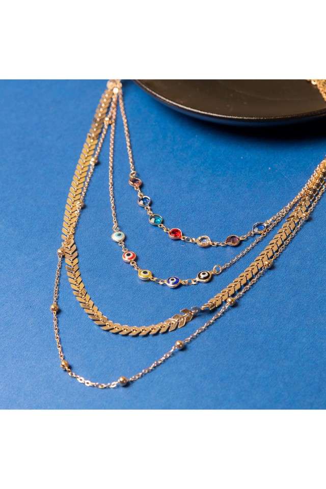 Multi-Color-Evil-Eye-Design-With-Gold-Multi-Layered-Necklace