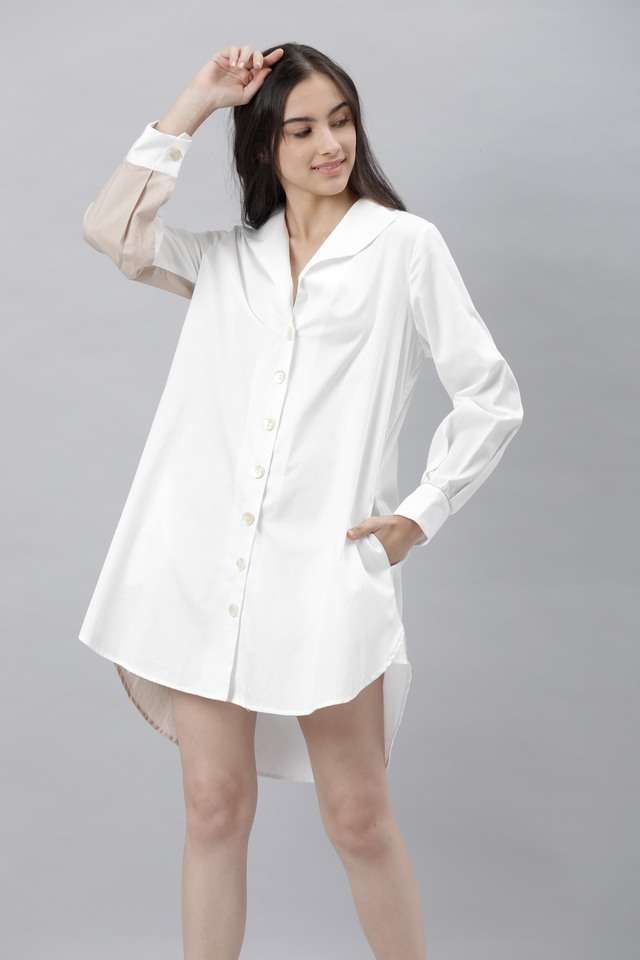 Color-Block-Cotton-V-Neck-Women-s-Mini-Dress