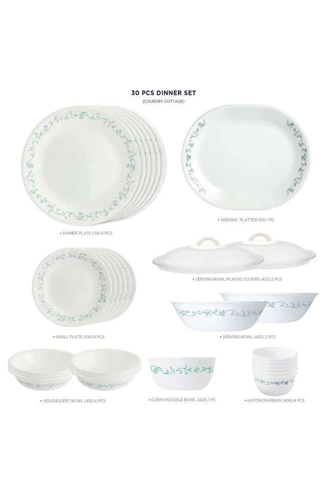 Buy Corelle White 30 Pcs Dinner Set Country Cottage Shoppers Stop