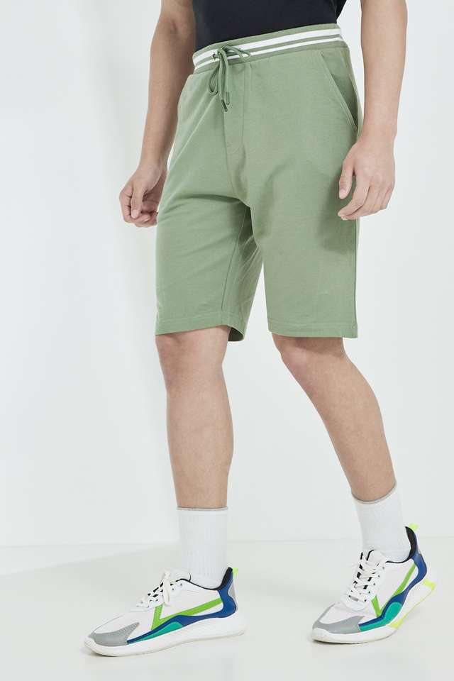 Buy Stop Sea Green Solid Cotton Mens Shorts Shoppers Stop
