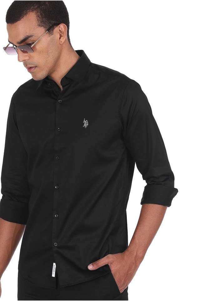 Solid-Cotton-Stretch-Regular-Fit-Men-s-Casual-Shirt