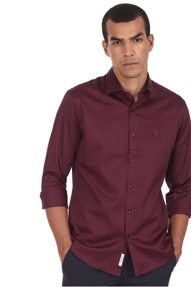 Solid-Cotton-Blend-Regular-Fit-Men-s-Casual-Shirt