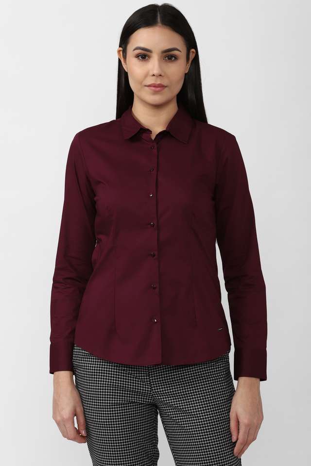 Solid-Blended-Fabric-Women-s-Casual-Wear-Shirt
