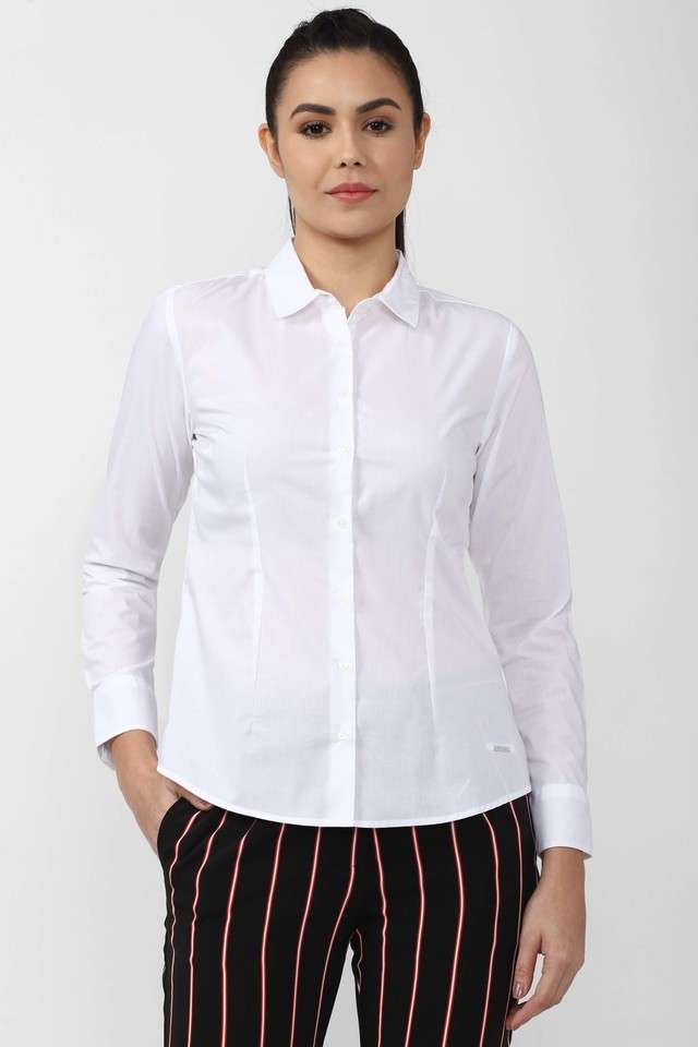 Solid-Collared-Cotton-Women-Formal-Wear-Shirt