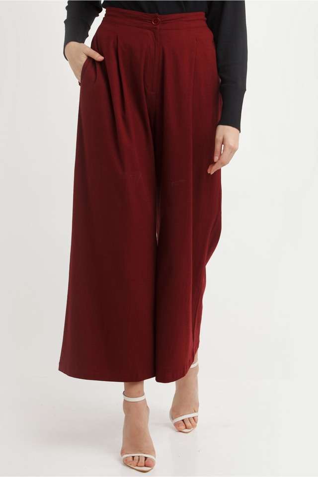 zink london Solid Regular Fit Rayon Women Casual Wear Pants-picture-15