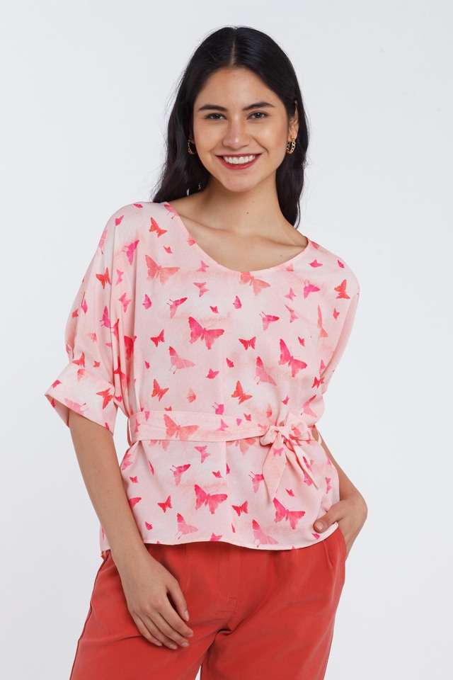 zink london Tropical Polyester Round Neck Women's Top-picture-20