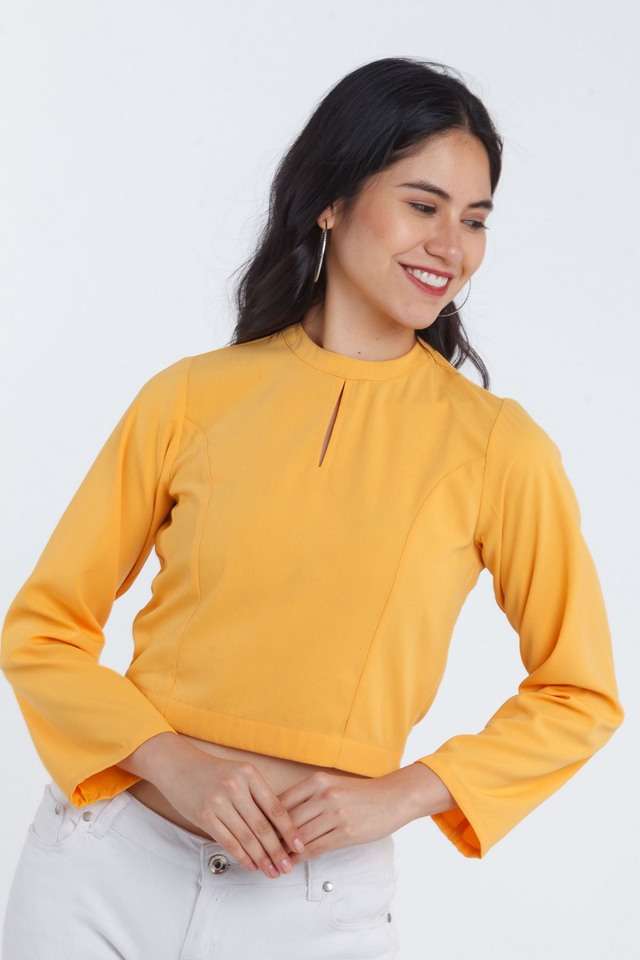 zink london Solid Polyester High Neck Women Crop Top-picture-22