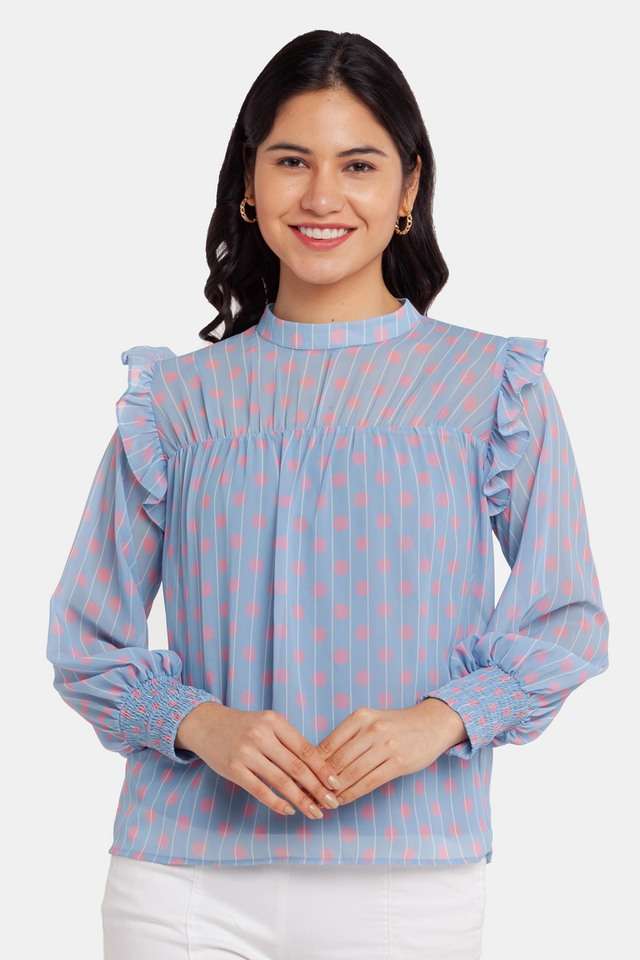 zink london Printed Polyester High Neck Women Top-picture-15